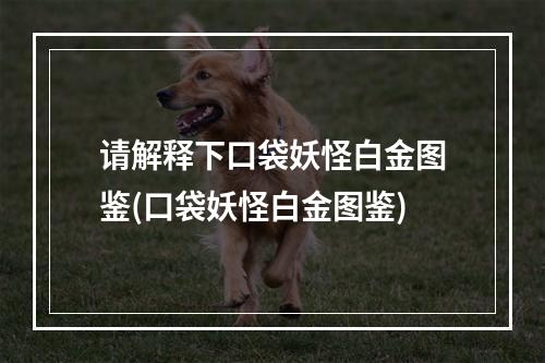 请解释下口袋妖怪白金图鉴(口袋妖怪白金图鉴)