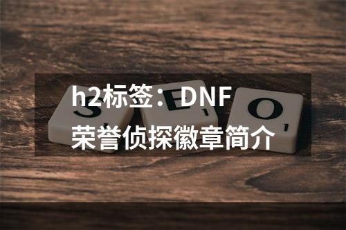 h2标签：DNF荣誉侦探徽章简介