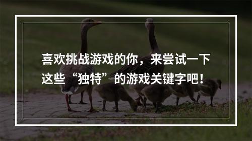 喜欢挑战游戏的你，来尝试一下这些“独特”的游戏关键字吧！