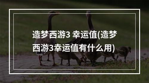 造梦西游3 幸运值(造梦西游3幸运值有什么用)