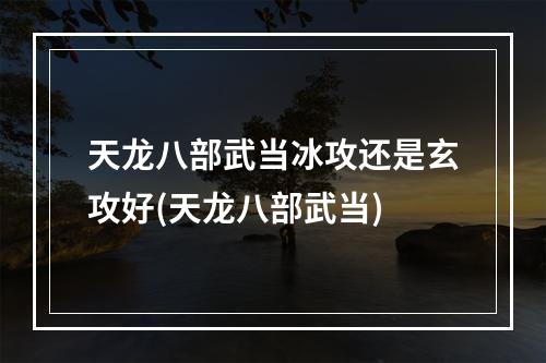 天龙八部武当冰攻还是玄攻好(天龙八部武当)