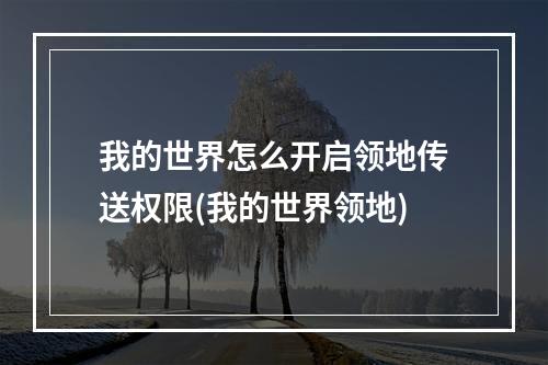 我的世界怎么开启领地传送权限(我的世界领地)