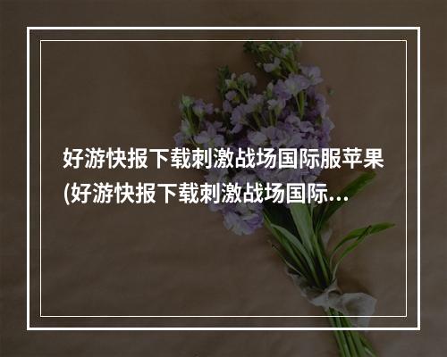 好游快报下载刺激战场国际服苹果(好游快报下载刺激战场国际服)