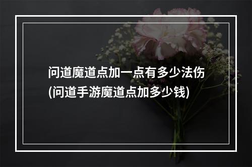 问道魔道点加一点有多少法伤(问道手游魔道点加多少钱)