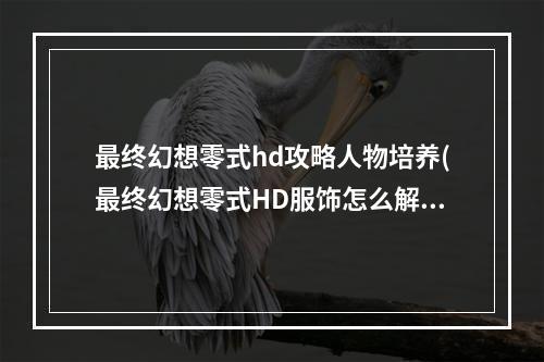 最终幻想零式hd攻略人物培养(最终幻想零式HD服饰怎么解锁 服装速刷攻略)