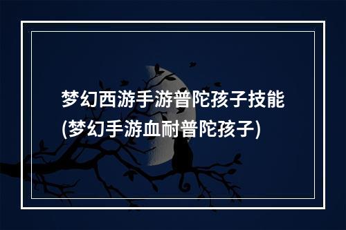 梦幻西游手游普陀孩子技能(梦幻手游血耐普陀孩子)