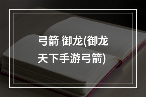 弓箭 御龙(御龙天下手游弓箭)