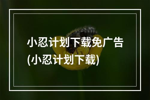 小忍计划下载免广告(小忍计划下载)