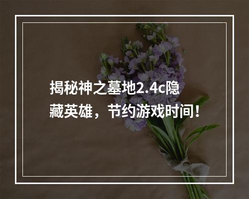 揭秘神之墓地2.4c隐藏英雄，节约游戏时间！