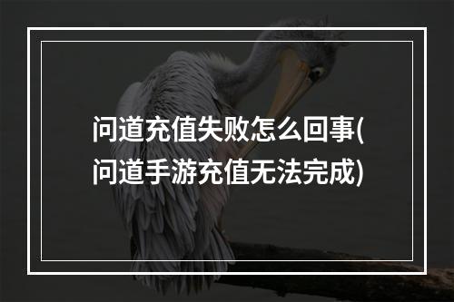 问道充值失败怎么回事(问道手游充值无法完成)