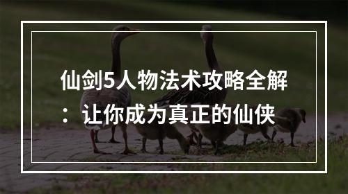 仙剑5人物法术攻略全解：让你成为真正的仙侠