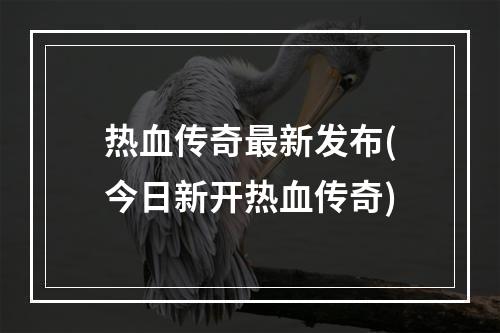 热血传奇最新发布(今日新开热血传奇)