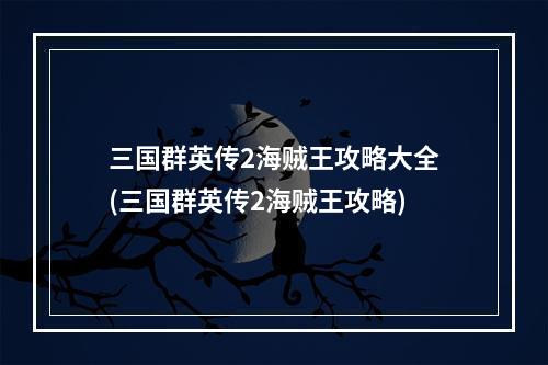 三国群英传2海贼王攻略大全(三国群英传2海贼王攻略)