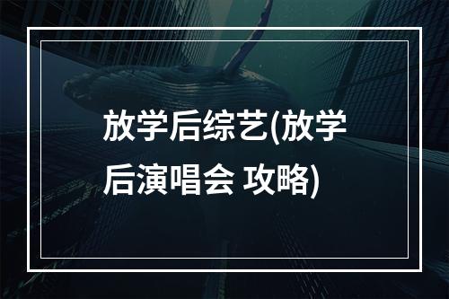 放学后综艺(放学后演唱会 攻略)