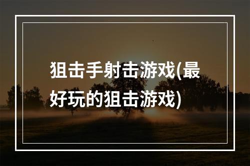 狙击手射击游戏(最好玩的狙击游戏)