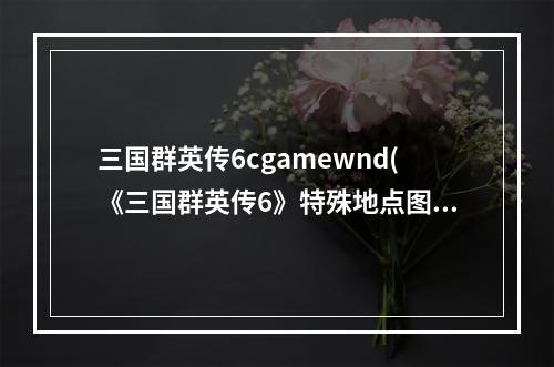 三国群英传6cgamewnd(《三国群英传6》特殊地点图文攻略)