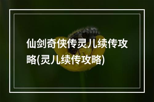 仙剑奇侠传灵儿续传攻略(灵儿续传攻略)