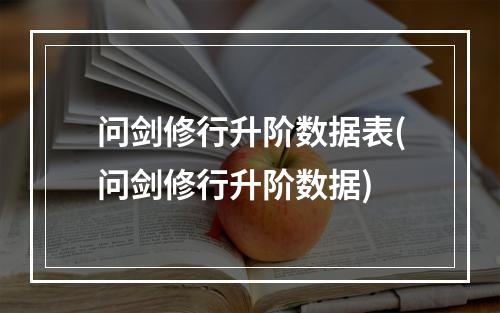 问剑修行升阶数据表(问剑修行升阶数据)