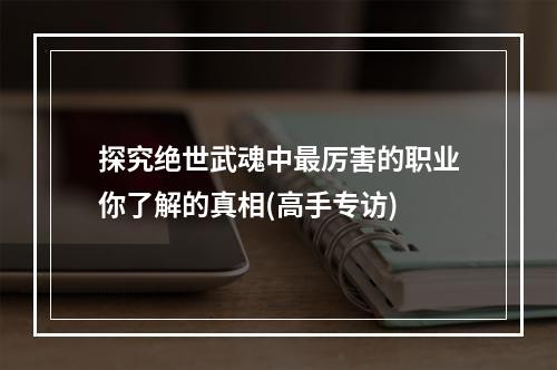 探究绝世武魂中最厉害的职业你了解的真相(高手专访)