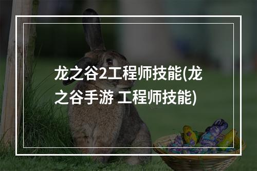 龙之谷2工程师技能(龙之谷手游 工程师技能)