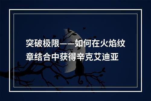 突破极限——如何在火焰纹章结合中获得辛克艾迪亚