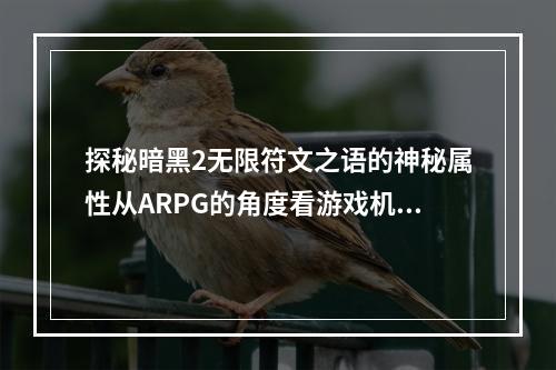 探秘暗黑2无限符文之语的神秘属性从ARPG的角度看游戏机制与战斗策略（惊喜大曝光超神符文必读）