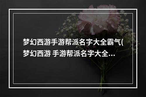 梦幻西游手游帮派名字大全霸气(梦幻西游 手游帮派名字大全)