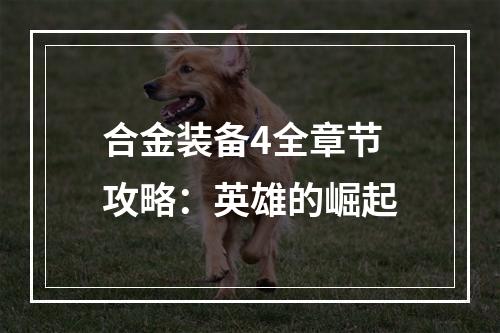 合金装备4全章节攻略：英雄的崛起