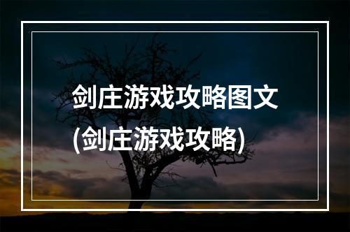 剑庄游戏攻略图文(剑庄游戏攻略)