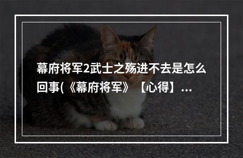 幕府将军2武士之殇进不去是怎么回事(《幕府将军》【心得】武士之殇游玩心得，)