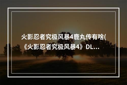 火影忍者究极风暴4鹿丸传有啥(《火影忍者究极风暴4》DLC鹿丸传新增内容一览 鹿丸传新增了)