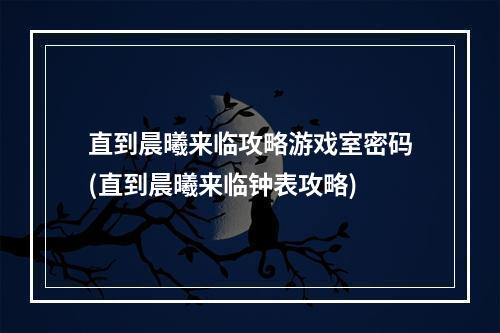 直到晨曦来临攻略游戏室密码(直到晨曦来临钟表攻略)