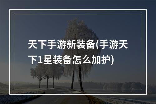 天下手游新装备(手游天下1星装备怎么加护)