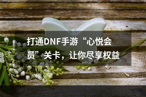 打通DNF手游“心悦会员”关卡，让你尽享权益