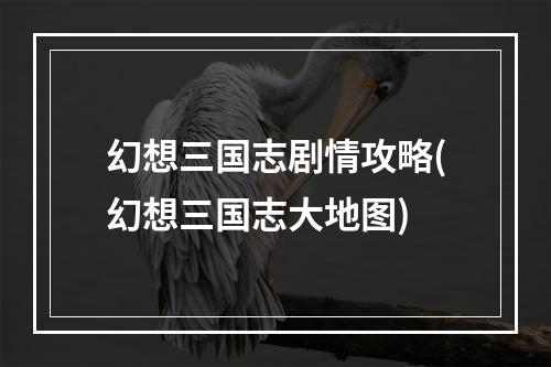 幻想三国志剧情攻略(幻想三国志大地图)