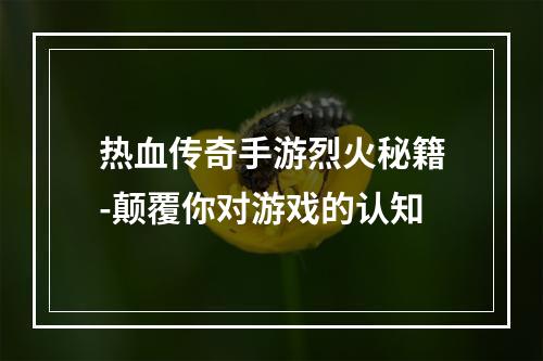 热血传奇手游烈火秘籍-颠覆你对游戏的认知