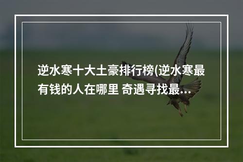 逆水寒十大土豪排行榜(逆水寒最有钱的人在哪里 奇遇寻找最有钱的人位置)