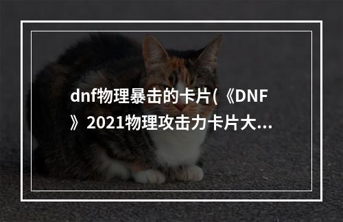 dnf物理暴击的卡片(《DNF》2021物理攻击力卡片大全 物理攻击力卡片有哪些)