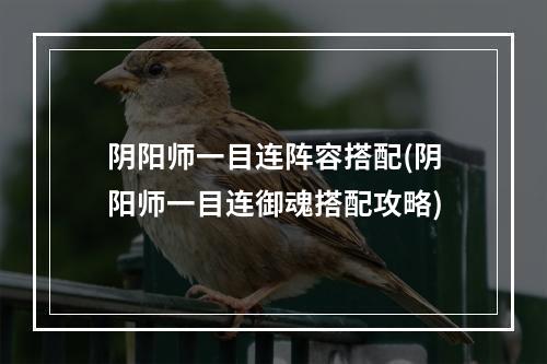 阴阳师一目连阵容搭配(阴阳师一目连御魂搭配攻略)