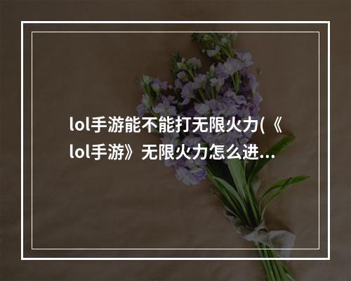 lol手游能不能打无限火力(《lol手游》无限火力怎么进 无限火力进入方法 机游 )