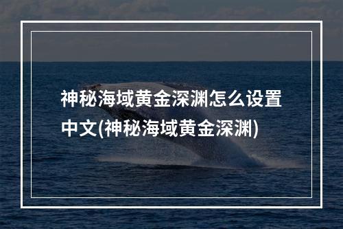 神秘海域黄金深渊怎么设置中文(神秘海域黄金深渊)