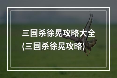 三国杀徐晃攻略大全(三国杀徐晃攻略)