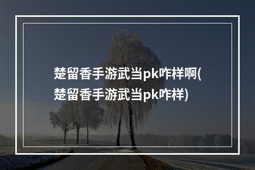 楚留香手游武当pk咋样啊(楚留香手游武当pk咋样)