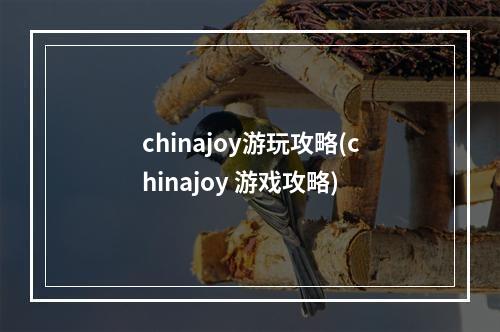 chinajoy游玩攻略(chinajoy 游戏攻略)