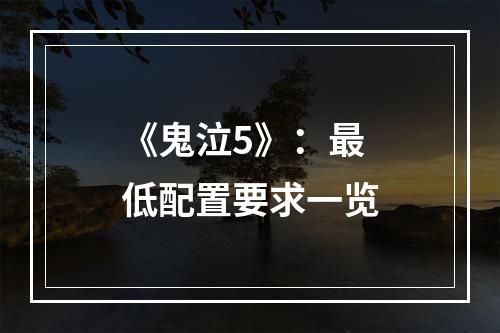 《鬼泣5》：最低配置要求一览