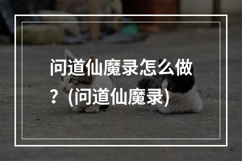 问道仙魔录怎么做？(问道仙魔录)