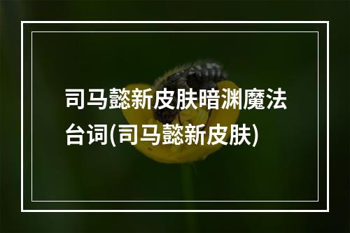 司马懿新皮肤暗渊魔法台词(司马懿新皮肤)