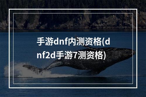 手游dnf内测资格(dnf2d手游7测资格)