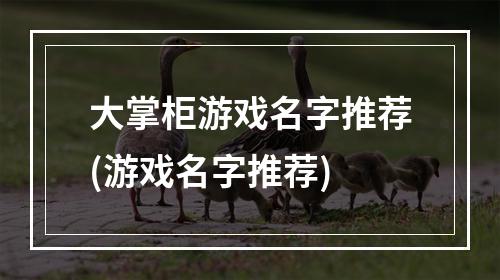 大掌柜游戏名字推荐(游戏名字推荐)