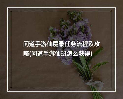 问道手游仙魔录任务流程及攻略(问道手游仙班怎么获得)